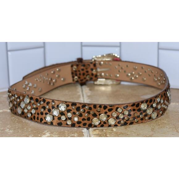 CARA New York Leather Belt Calf Hair Rhinestone Embellishments Western Buckle main image 8